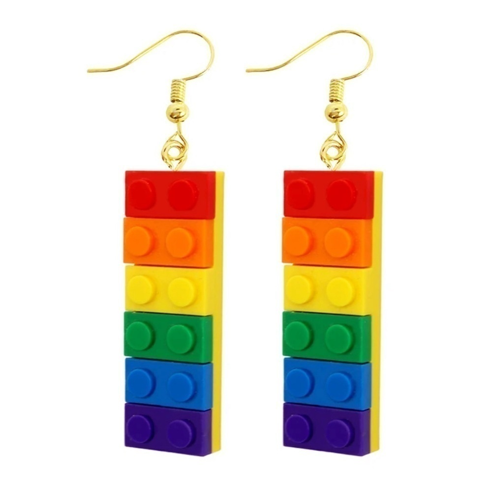 3 For $35 PRIDE Rainbow 🌈 Building Block Themed Drop/ Dangle Earrings